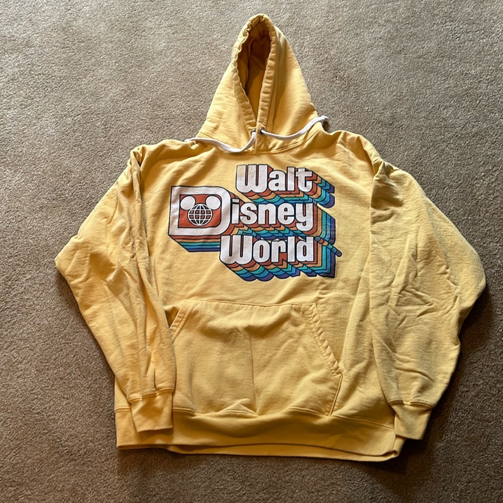 Yellow Walt Disney World Distressed Hoodie - Size L